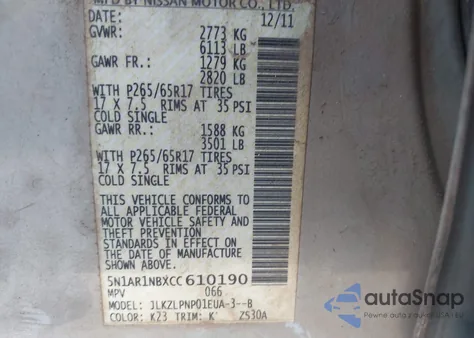 2012 Nissan Pathfinder Silver from USA, damaged, VIN 5N1AR1NBXCC610190